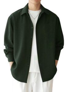 Leriya Fashion Men's Formal Button Down Shirt – Slim Fit Shirt's for Men | Textured Long Sleeve Polycotton| Business & Meeting Ready