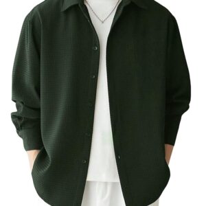 Leriya Fashion Men's Formal Button Down Shirt – Slim Fit Shirt's for Men | Textured Long Sleeve Polycotton| Business & Meeting Ready