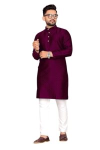 Men's Self Design Cotton Silk Kurta